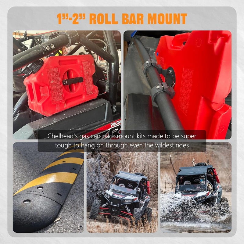 Chelhead UTV ATV Metal Gas Can Mount for 1''-2'' Roll Bar Oil Can Water Tank Gasoline Pack Mount Compatible with Polaris RZR Pioneer Can Am Maverick X3 Commander Yamaha Talon ATV (No Key) - Image 4